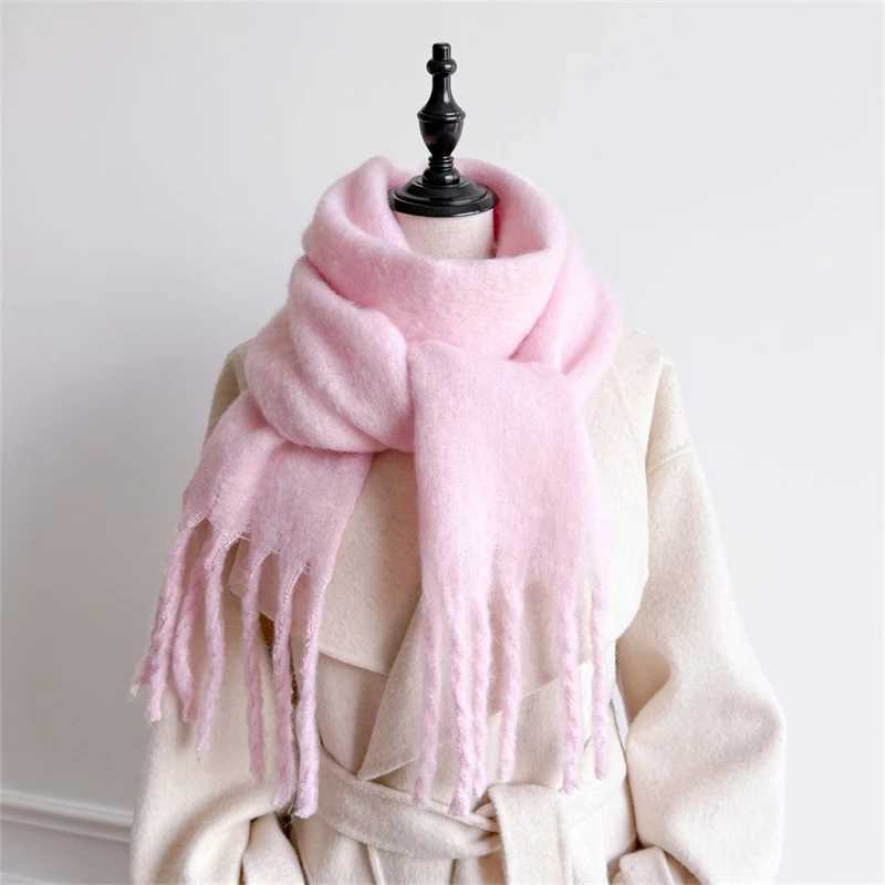 Winter Scarf for Women Cashmere Warm Solid Blanket Wraps Female Thick Soft Bufanda Big Tassel Shawl Long Poncho Echarpe J251113