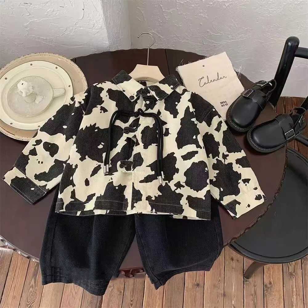 Boys Jackets Cotton Turn Down Collar Toddler Boy Coat Printed Spliced Baby Boy Outerwear Coat Y251023