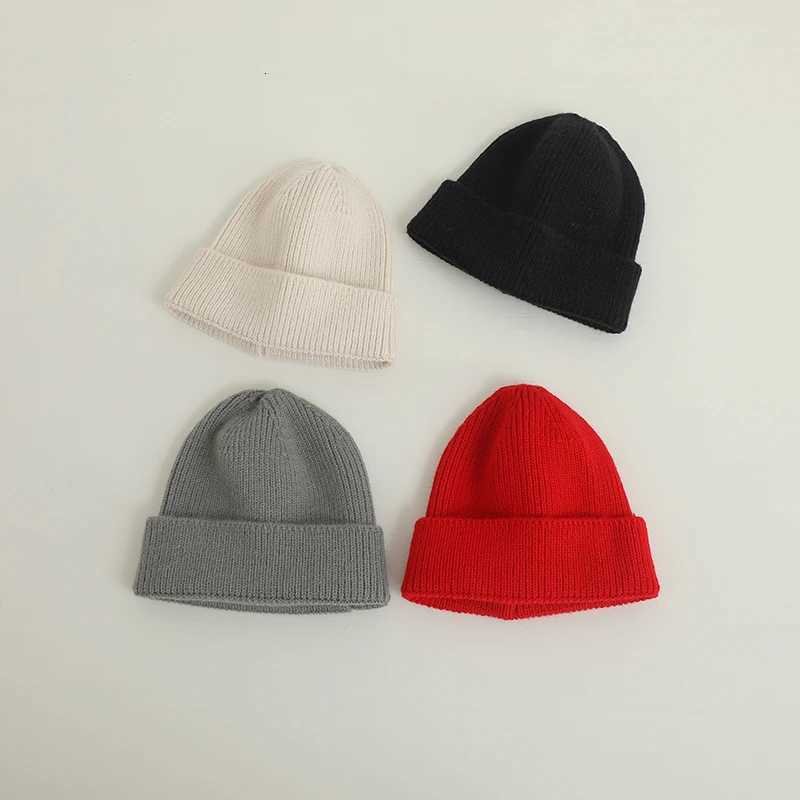 Candy Color Kids Hat For Girls Boys Autumn Winter Baby Beanie Kids Elastic Warm Knitted Children Hats Solid Color Baby HatW251023