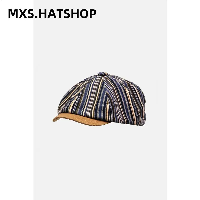 British Striped Painter Hat Retro Red Ombre sboy Cap Unisex Korean Style Octagonal Beret 251021