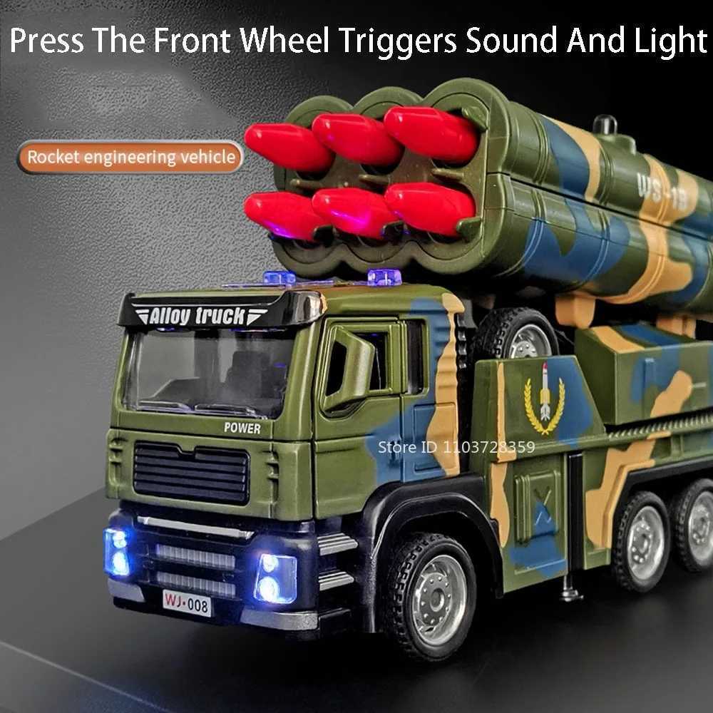 132 Alloy Missile Vehicle Model Toys Metal Diecast Rocket Launcher Cars Sound Light Pull Back Military Vehicles for Boys GiftsT251023