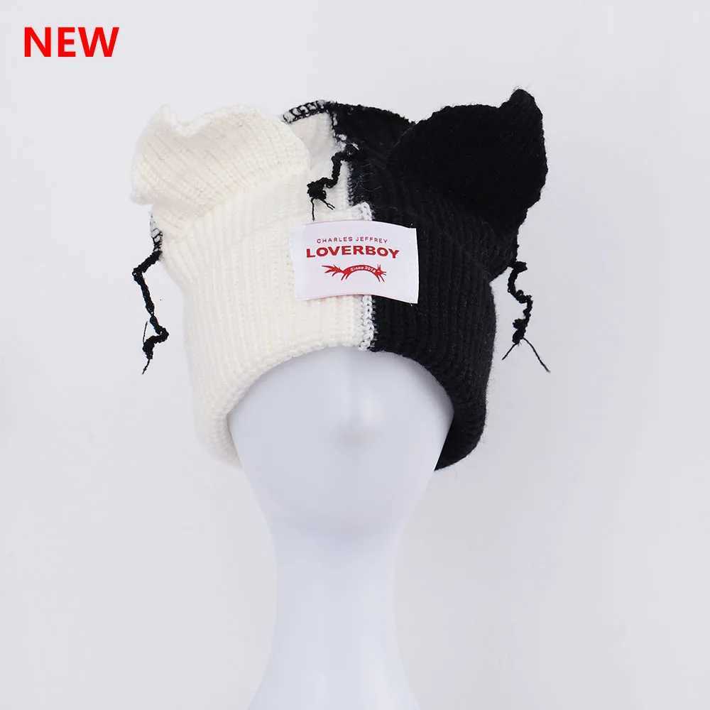 2024 new Loveoy Cat Ear Knit Hat Warm Pig Ear Woon Hat Cute Fashion Hooded Niche Design Hiphop Personality Cold HatW251023