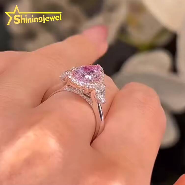 High Quality Women Jewelry Wedding Engagement 10k White Gold Pear Shape Pink Lab Grown Diamond Ring