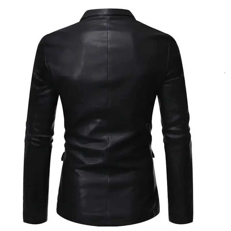 Fashionable Pure Color PU Leather Jacket Mens Motorcycle Clothes Outerwear Leather Suit Casual Regular Fit Mens Coat W251023