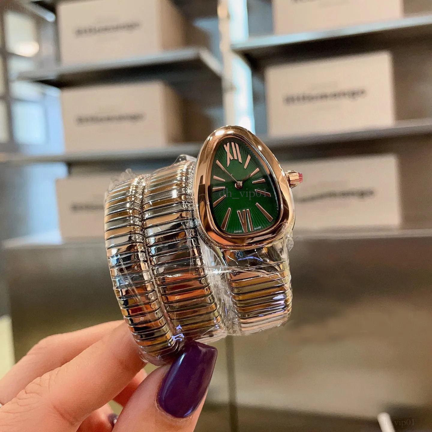 Designer Bulgarii Watch Titanium Diamond Steel Design High Quality Snake Watches Metal Winding Design Bulgariserpenti Watch For Woman Girls Christmas Gift 63e