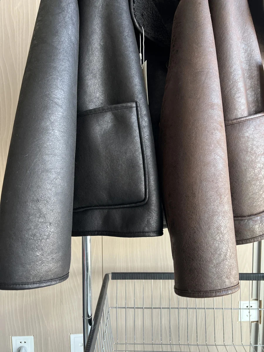 2025 autumn European and American style womens fashionable casual temperament lapel button doublesided jacket 251018