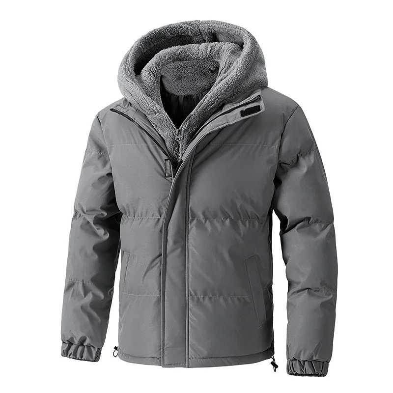Winter new thick plus size warm mens fake twopiece trendy cotton jacket with loose zipper and casual cotton jacket for men W251023