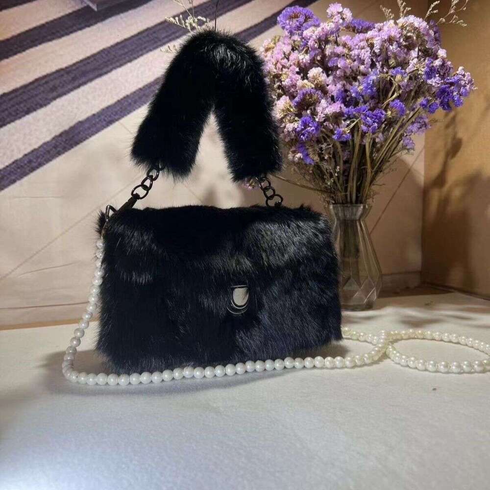 toteBag Shoulder bag ROSE NOIRE Real Fur Mink Women S Handbag Crossbody Versatile Stylish Bag