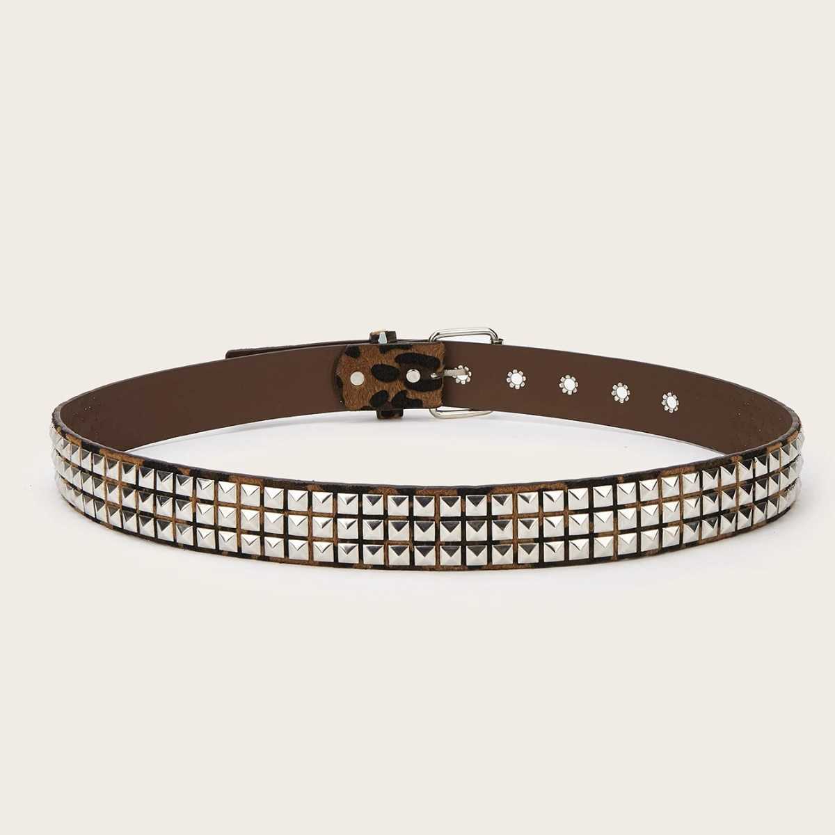 1pc Mens Punk Y2k Rock Leopard Print Rivet Belt Jeans Versatile Decorative BeltXJ251023