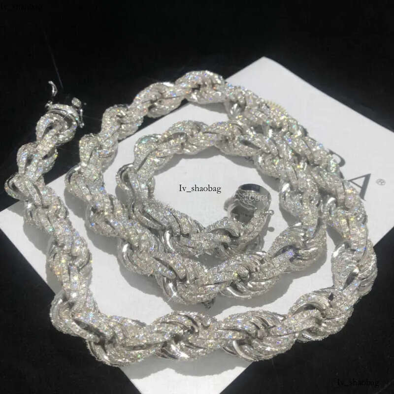 Twisted Moissanite S 10k 14k Solid Gold Hip Hop Men Jewelry Cuban Necklace Iced Out Vvs Dia Rope Chain