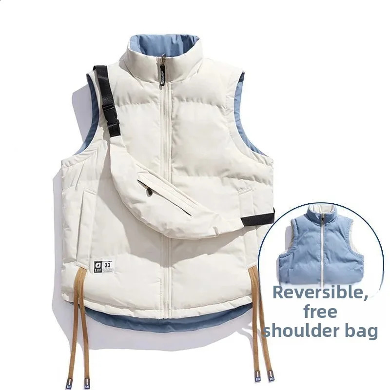 American Style Thickened DoubleSided Cotton Vest Unisex Autumn Winter Warm Shoulder Pad Sleeveless Jacket Male Outerwear 251023