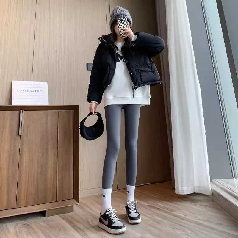 Spring Autumn High Waist Shark Pants Womens Seamless Fleece Warm Leggings Slim Thin Casual Sports Fitness LeggingsT251023