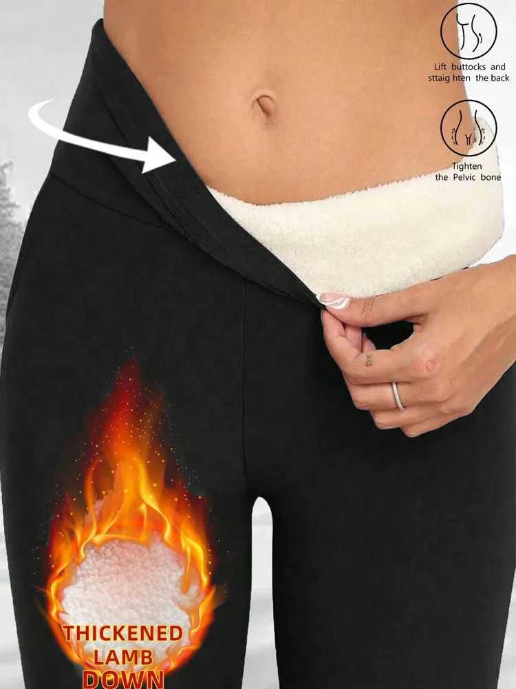 Winter Velvet Thicken Leggings Women Solid Color Thick Fleece Pants High Waist Thermal Warm Stockings Casual Tights StreetwearT251023