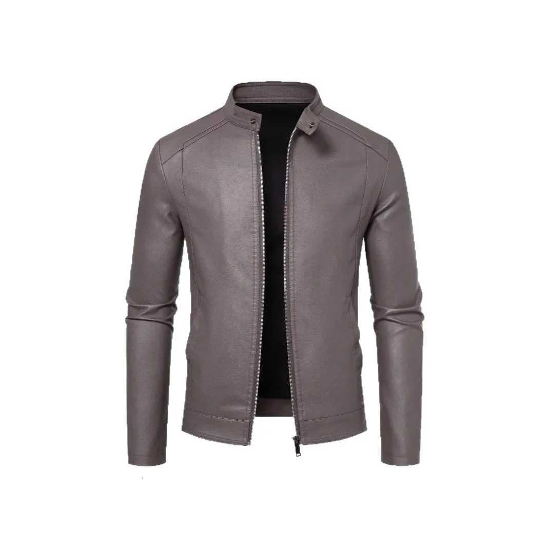 Mens Biker Leather Jacket Autumn Winter Thickened Fleece Lined Slim Fit Casual Versatile Large Size PU Leather Coat W251023