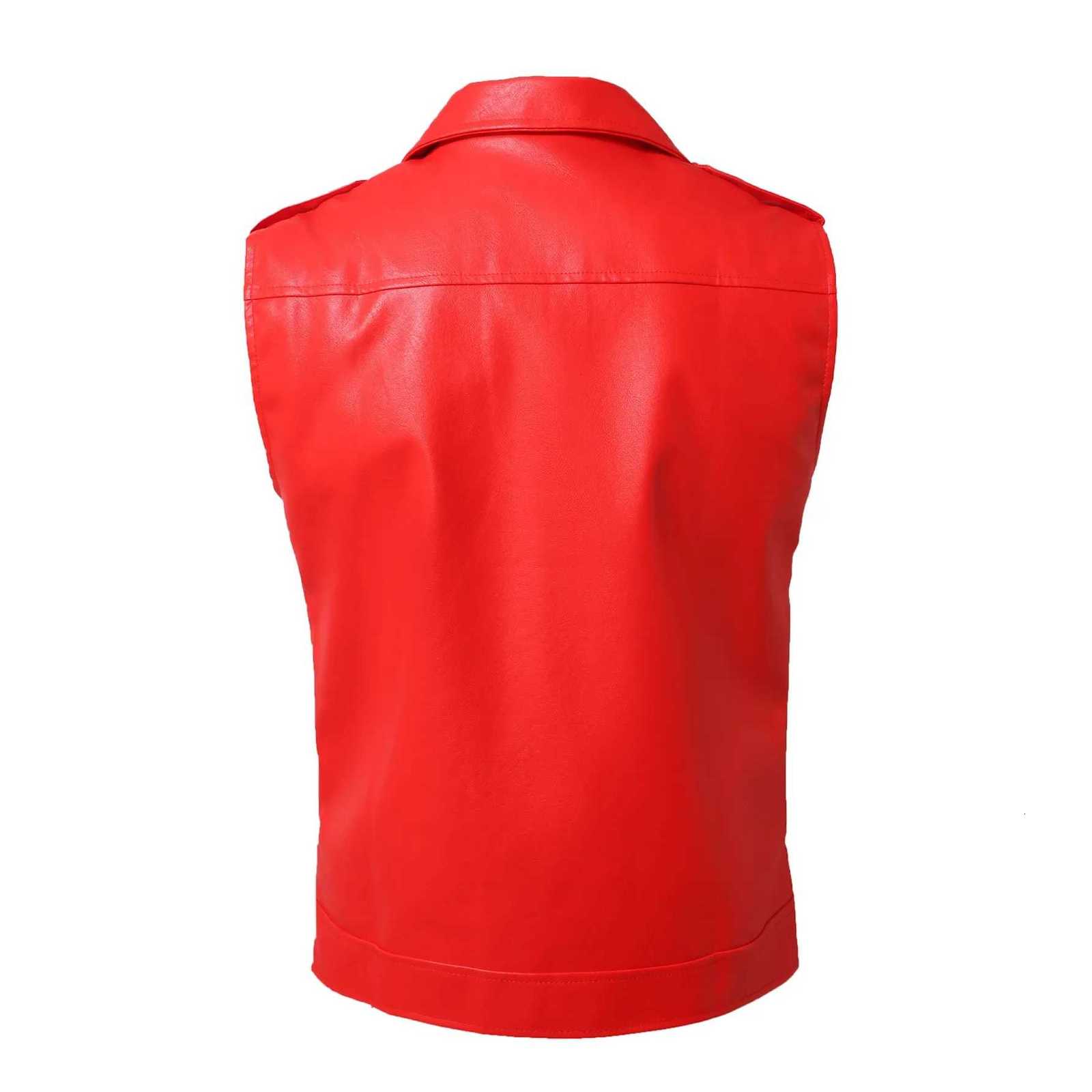 New 2025 Mens PU Leather Vest Motorcycle Jacket Vest Fashionable Mens Fake Leather Coat And Mixed Leather Coat W251023