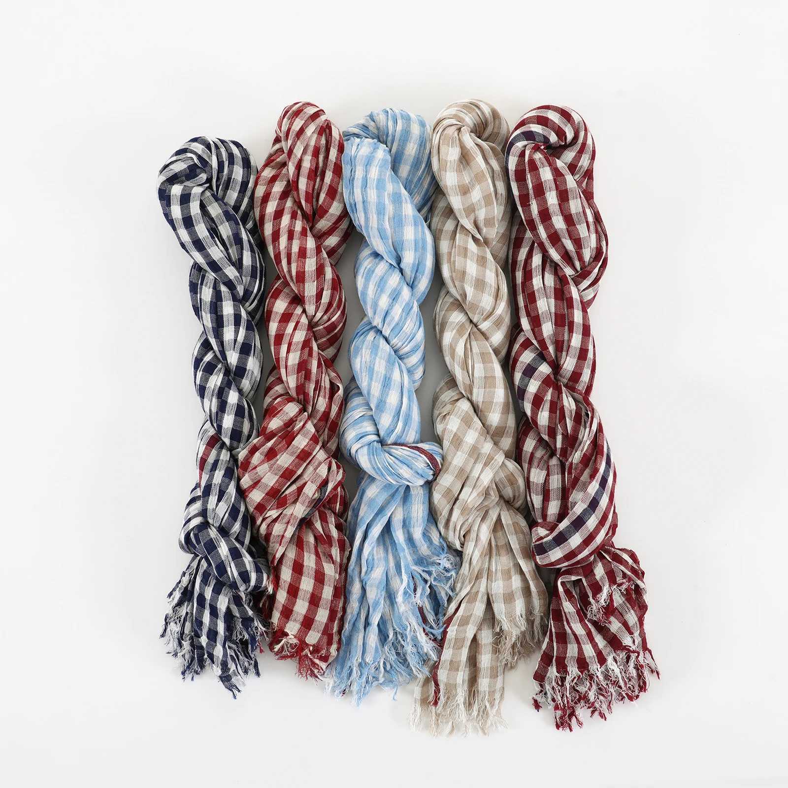 Cotton Linen Plaid Fashion Women Scarf Autumn Winter Warm Neckerchief Casual Male Accessories Tassel Bufandas Shawls J251113