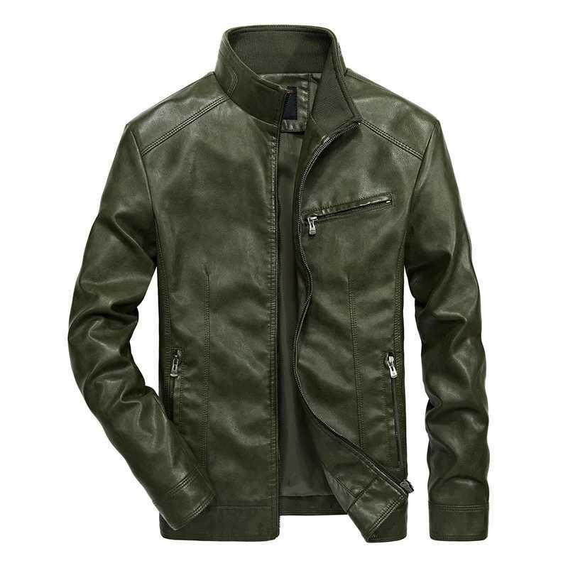 Men Lapel PU Jackets Autumn New Zipper Stand Windproof Leather Coat Men Clothing Motorcycle Leather Jacket Slim Fit ShortCoat W251023