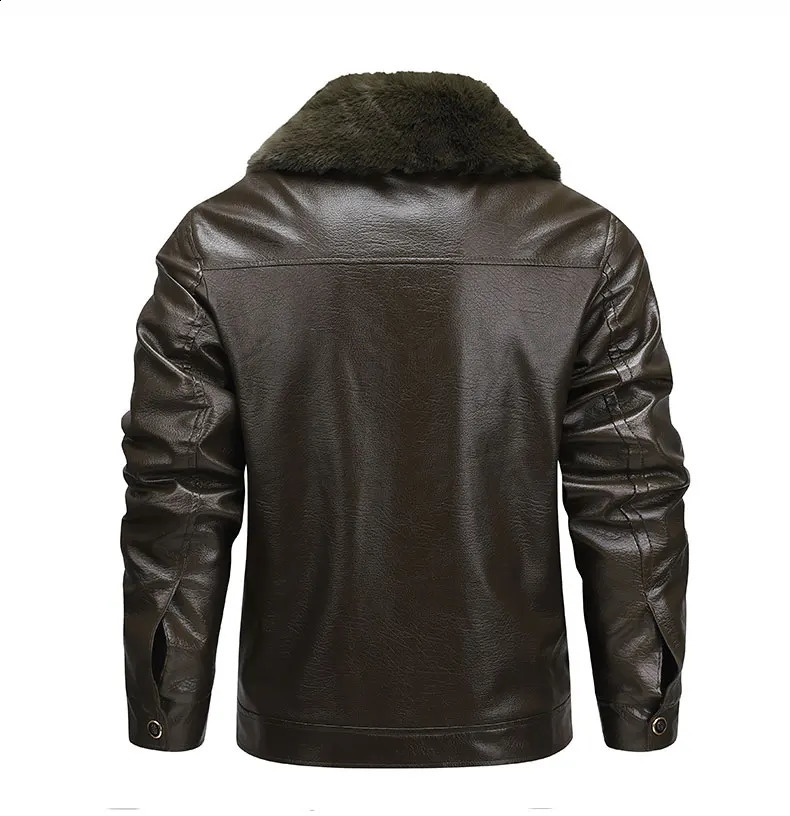 Plush Thickened Faux Leather Jacket Mens Fur Collar Windproof Waterproof Business Winter motorcycle jacket 251023