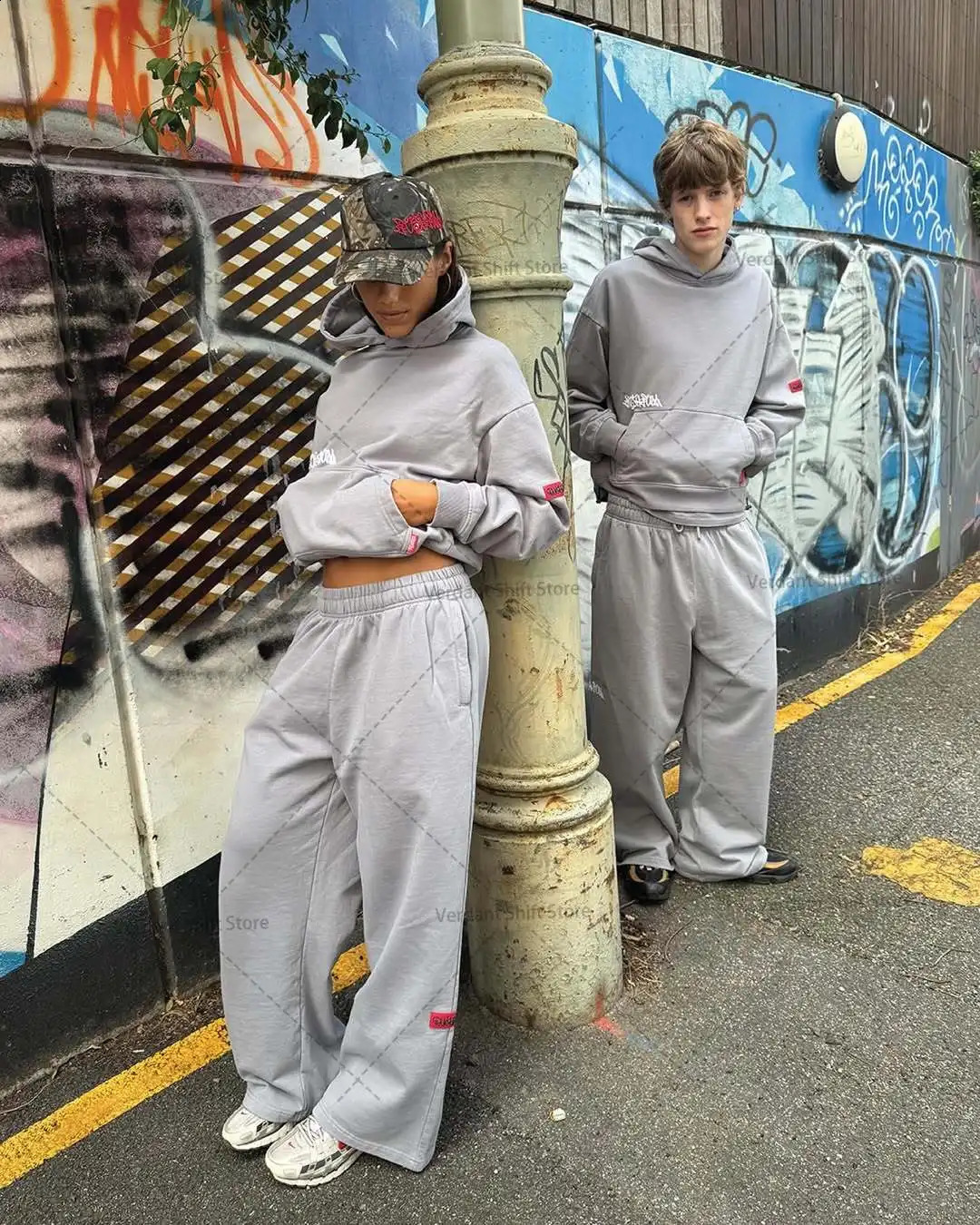 European Street Style ed Mens Suit Youth Casual Fashion Sportswear Gothic Womens Sports Set Unisex Hoodie 251023