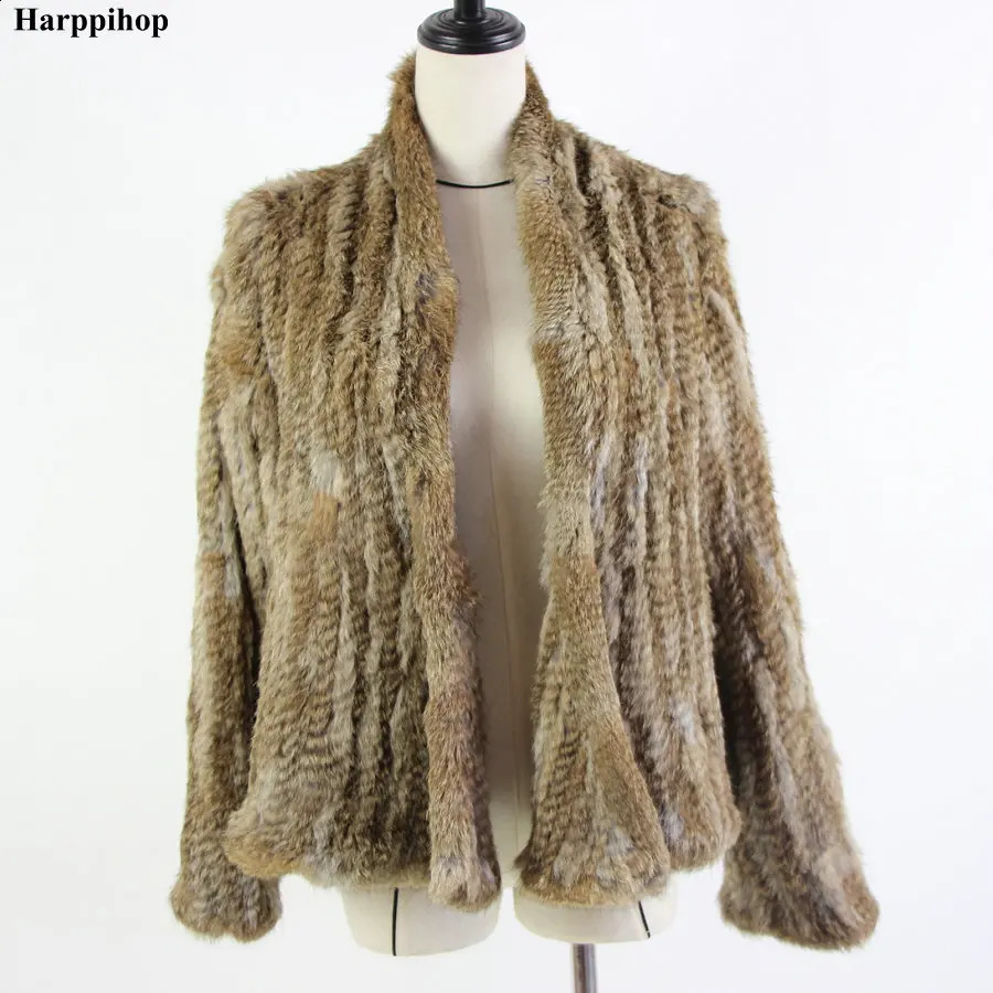 knitted rabbit fur jacket popuplar fashion fur jacket winter fur coat for womenharppihop 251013