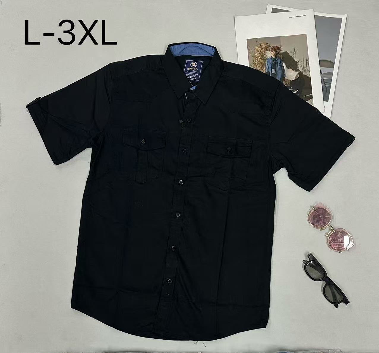 Men's Loose Solid Color Short-Sleeve Shirt, Multiple Colors Available Casual Button-Down, Breathable for Summer, Trendy Daily Wear - NO17