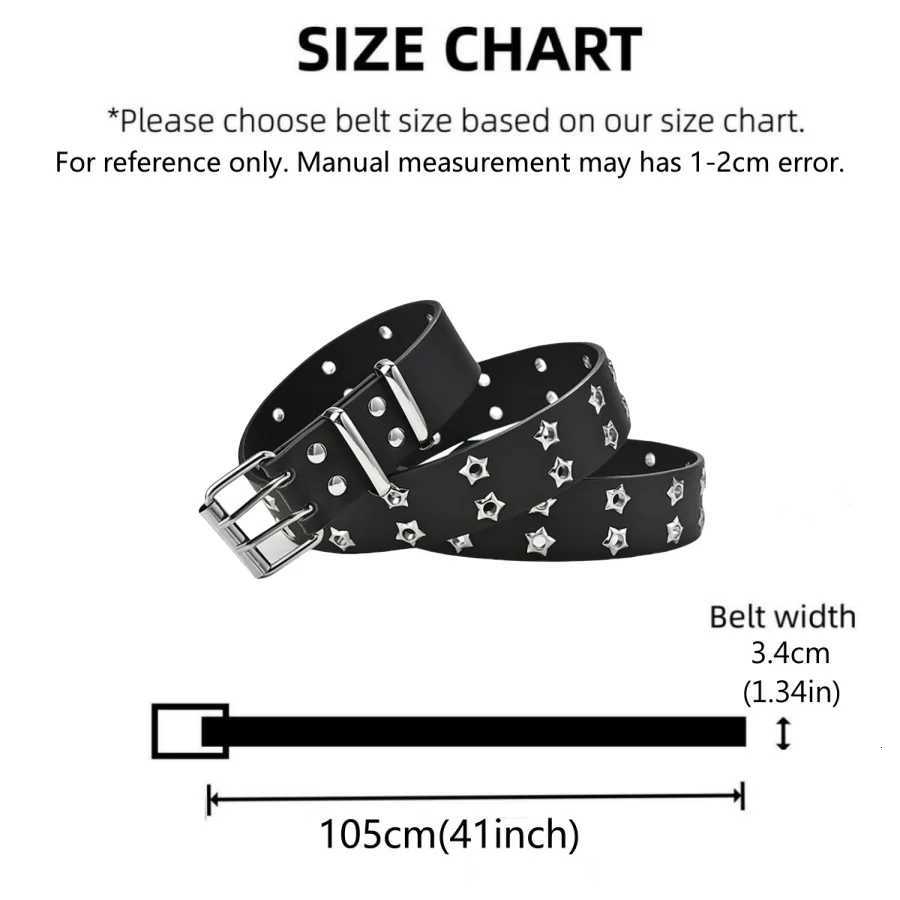 New Star Eye Rivet Belt Goth Style Double Pin Buckle Manwoman Fashion Casual Punk Style Pu Leather Waistband for Jeans Y2K BeltXJ251023