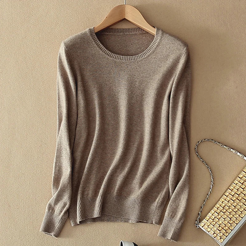 Soft Cashmere Sweaters Long Sleeve Pullovers For Women Autumn Winter Solid Color Knitwear ONeck Wool Knitted Tops Jumpers 251023