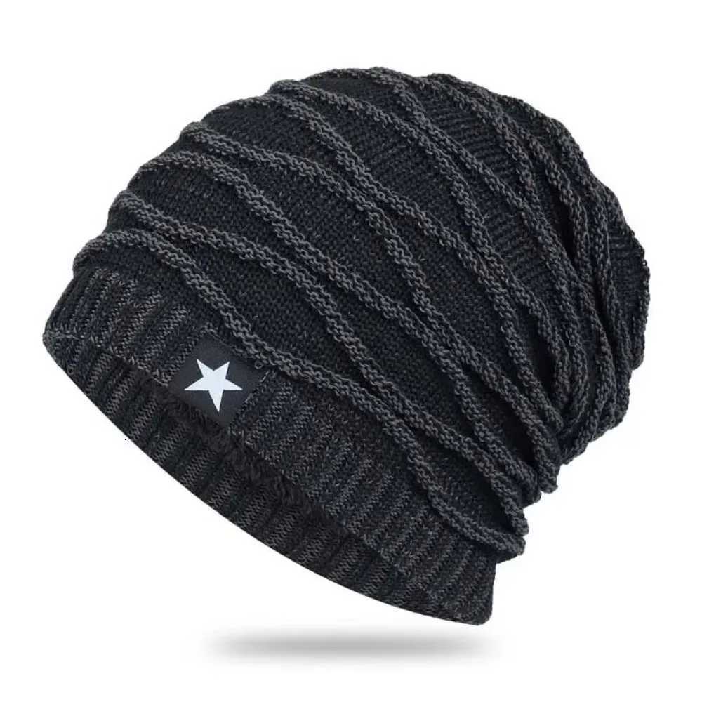 Soft Thickened Fleece Pile Cap Windproof Rhombus Jacquard Cycling Pullover Cap Warm Star Beanies Hat OutdoorXJ251023