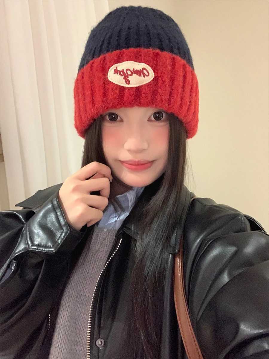 Womens Beanie Hat To Show A Small Face American Vintage Fashion Letter Student Couple Knitted Hat VersatileXJ251023