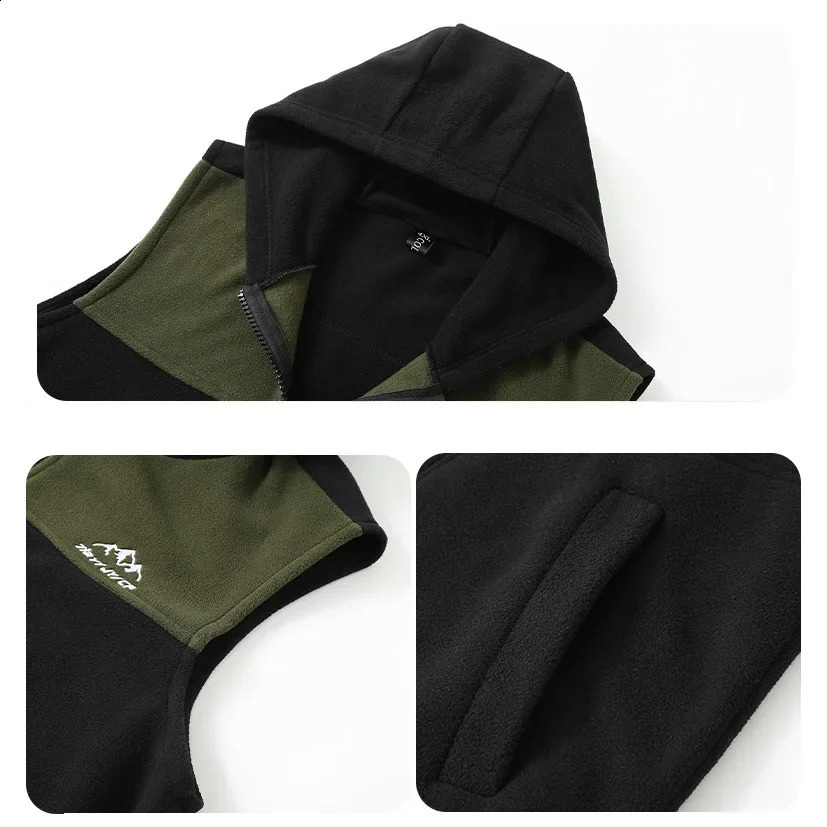 Large Size Mens Sleeveless Jacket Hooded Warm Lightweight Polar Vest Male Big Plus 12XL 10XL Sport Waistcoat Winter Casual Green 251023