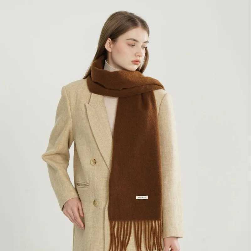 Korean Style Trendy Solid Fringed Scarf Women Men Unisex Minimalist Cozy Neck Wrap Female Male Thick Warm Muffler Autumn Winter J251113