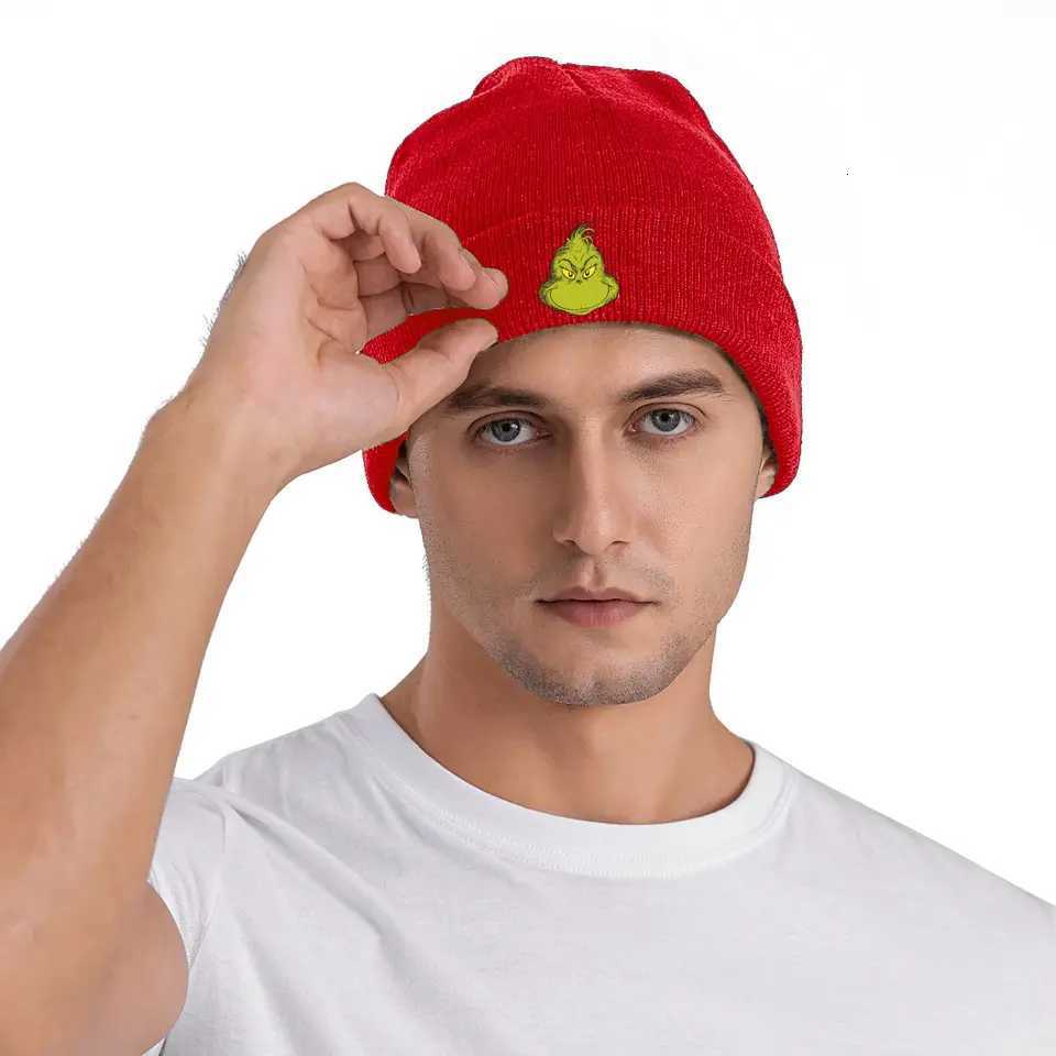 ChristmasSGreenSGrinched Knitted Hat for Women Men Beanies Autumn Winter Hat Acrylic Hip Hop CapXJ251023
