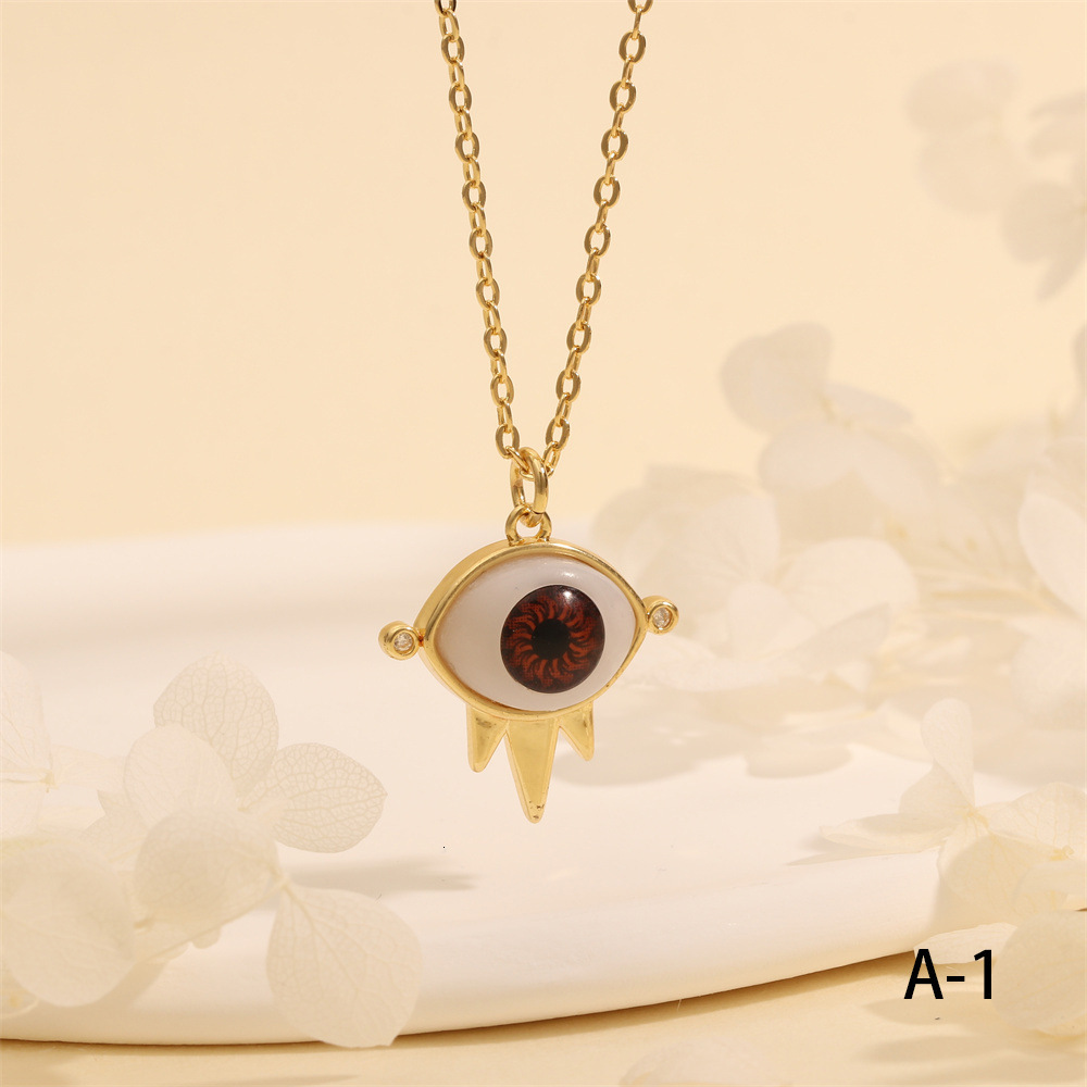 Gold necklace Devil's Eye Pendant Necklace Copper Plated 18K Gold Blue Eye Niche Collarbone Chain designer necklace for women free shipping