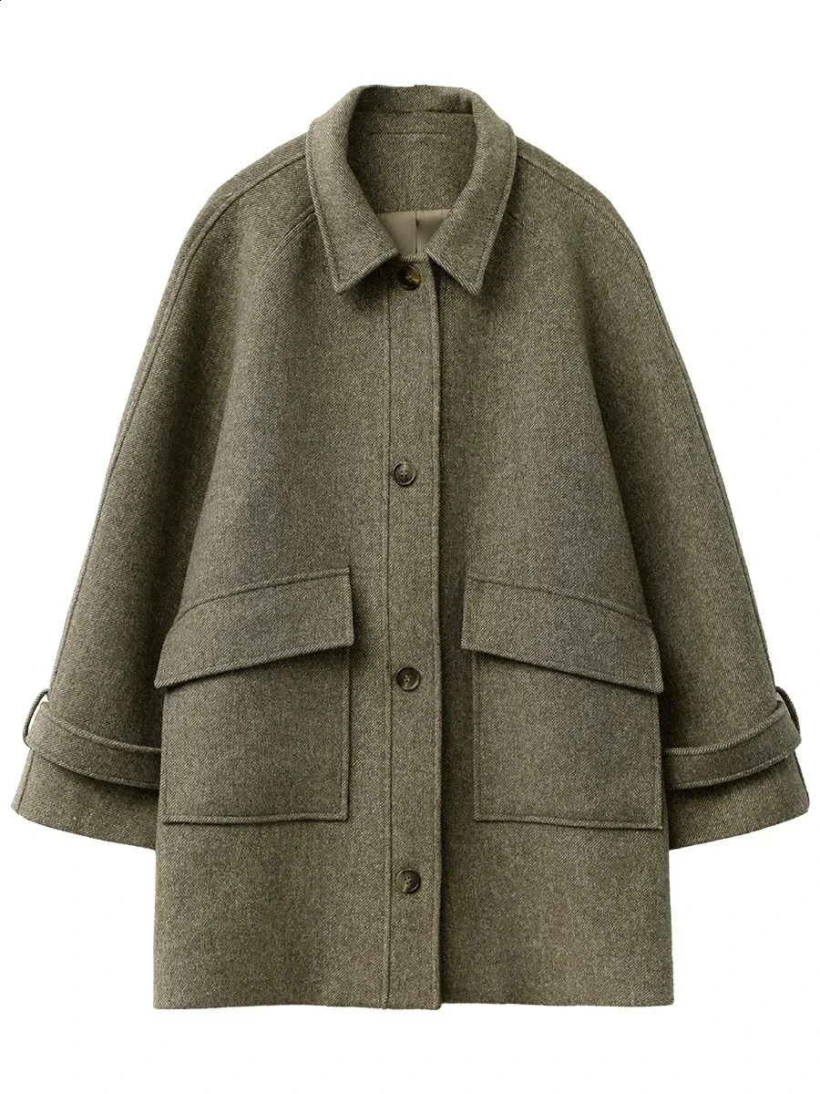 CHIC VEN Women Woolen Coat Casual Single Breasted Long Loose Solid Female Overcoat Ladies Outerwear Autumn Winter 251021