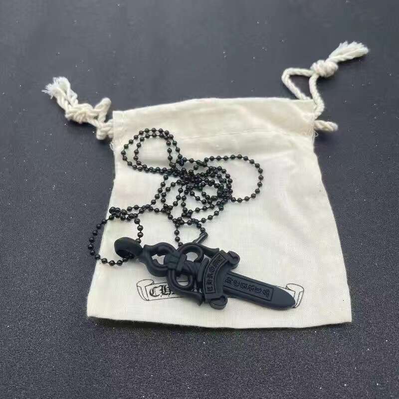 Multi - Color Dagger Pendant Necklace - Punk Style Sword Statement Necklace with Bead Chain