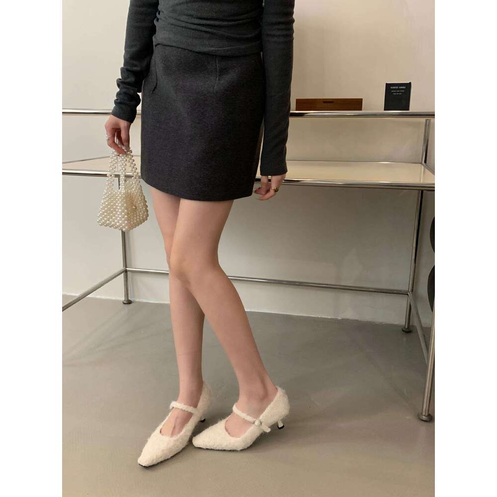 French Style Evening Breeze Elegant Fairy High Heels 2025 New Autumn Designer Shoe Winter Fashion Pointed Toe Shallow Mouth Stiletto Furry Single Shoe