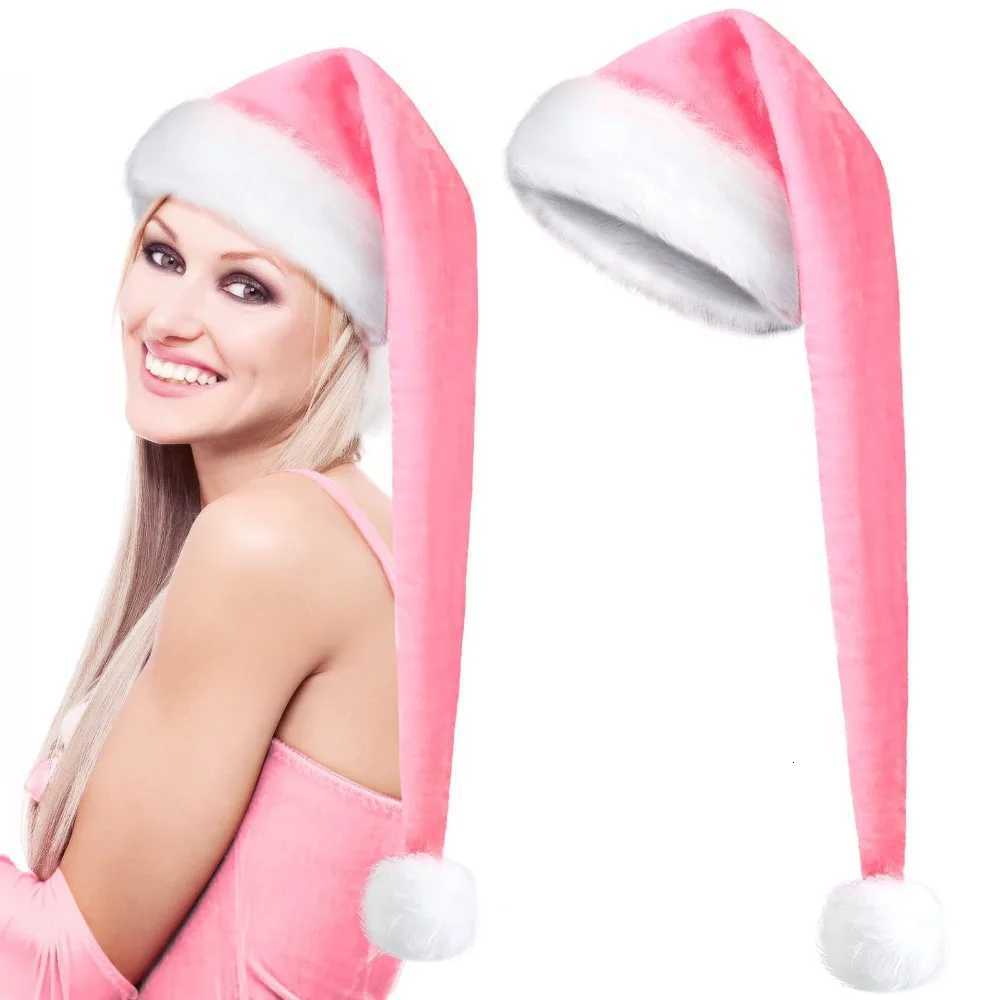 Super Long Christmas Hats Soft Cfortab Velvet Christmas Hat Kids Adt Thicke Santa Claus s Mens and wensW251023