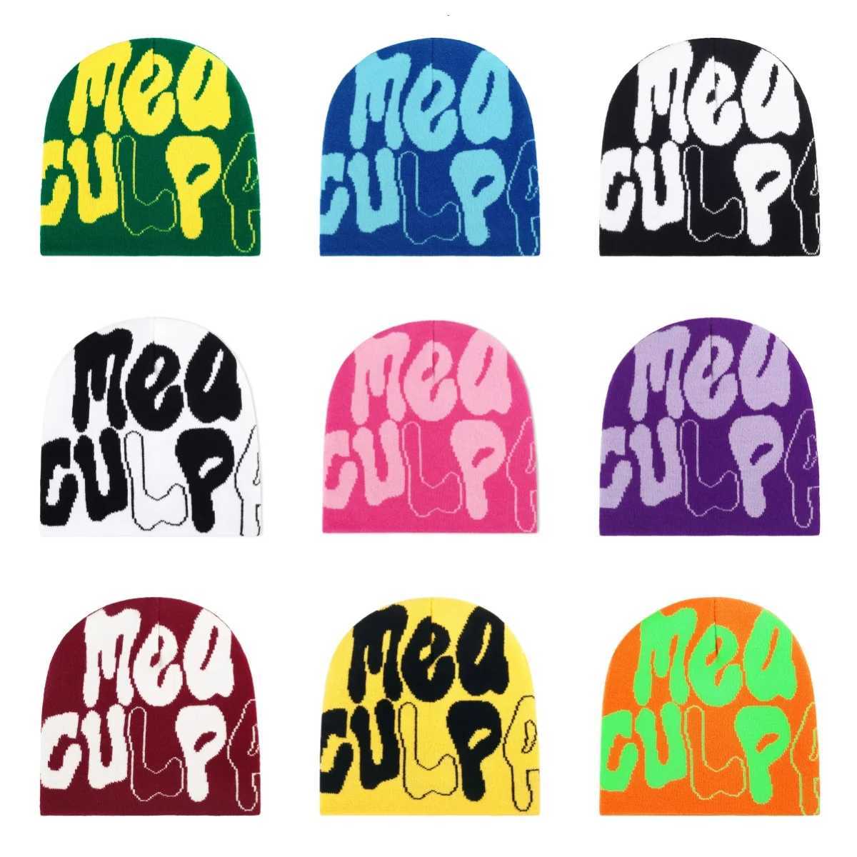 MEA Culpa Beanie Knitted Hat Y2K Fashion Street Style Soft and Stretchy for Mens Womens Warm Knitted HatXJ251023
