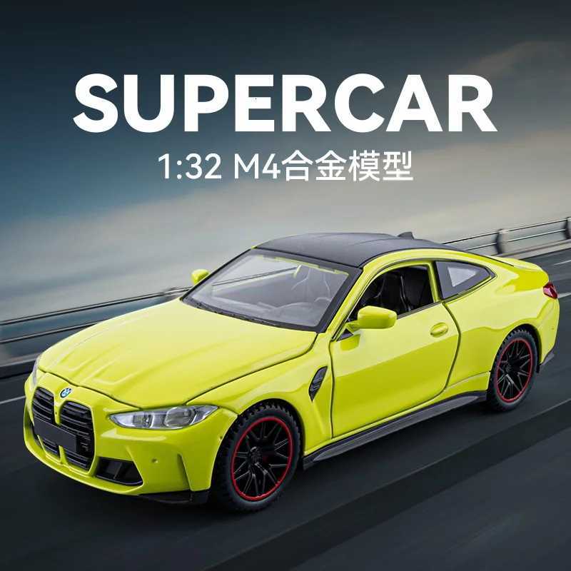 132 Scale Simulation Top sports car BM M4 sports car Alloy Diecast Classic Car Model Supercar Sound Light boys toy GiftT251023
