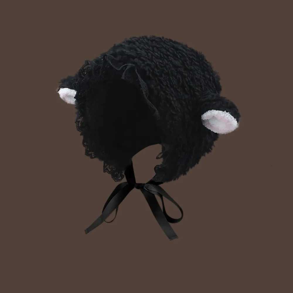 Fluffy Costume Cat Ear Lace Hats Warm Soft Lovely Lamb Cosplay Bucket Beanies Hat Outdoors Winter Warm s Christmas GiftW251023