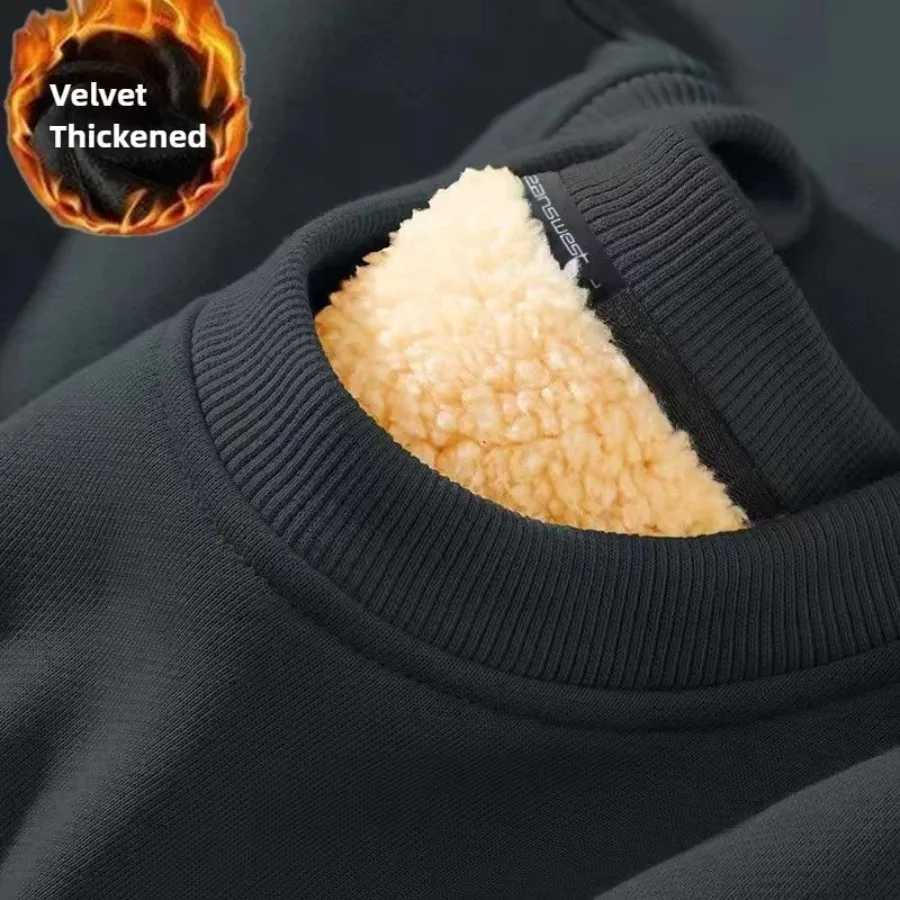 Winter Mens Lamb Velvet Sweatshirt Round Neck Thickened Pullovers Versatile Warm Base Shirt Casual Thermal Underwear TopsT251023