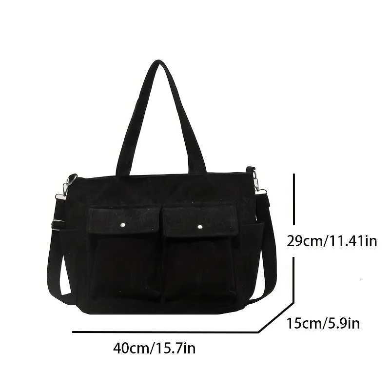 Large Capacity Corduroy Tote Bag for Women Versatile Shoulder Bag with Multiple Pockets Commuter BagL251023