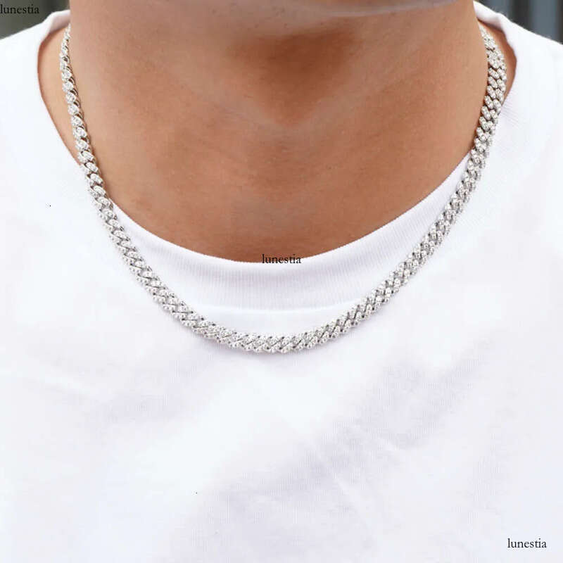 pendant necklaces fine jewelry 6mm 8mm Vvs dia moissanite necklace set cuban link sterling sier women men chain miami cubanlink