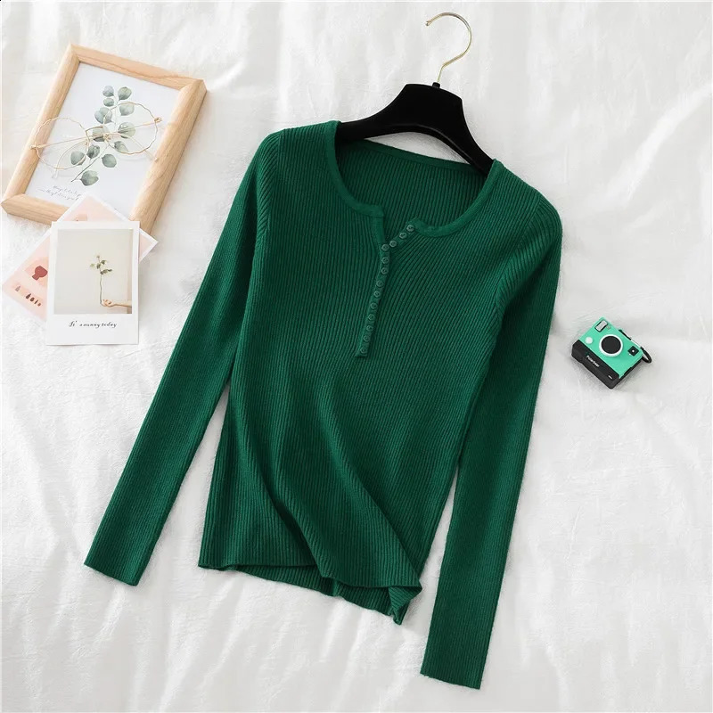 Women Pullover Autumn Winter Skinny Elastic Knitted Shirt Sweater Female Long Sleeve Slim Knit Bottoming Knitwear Tops 251020