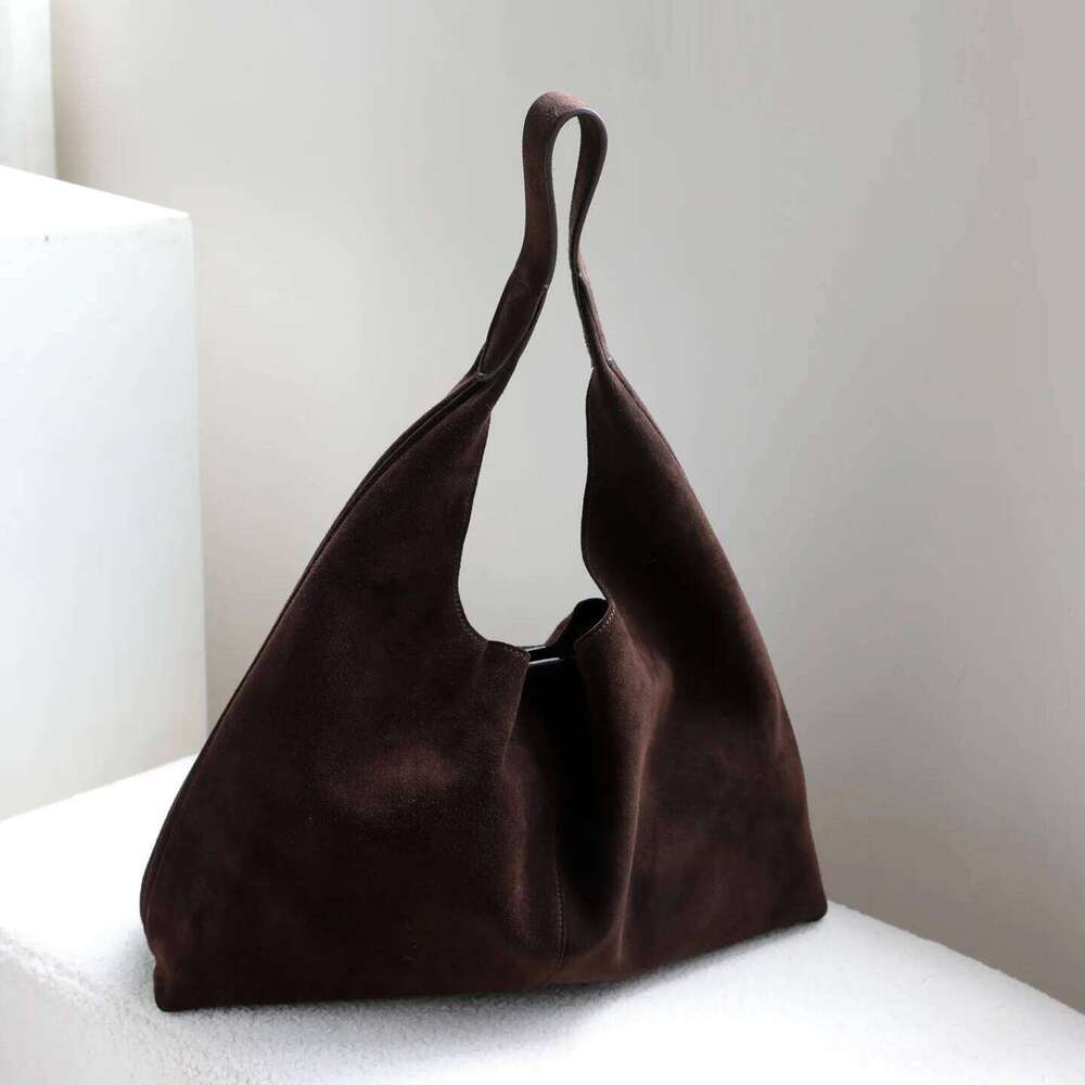 Simple High-end Suede Commuting Large-capacity Leather Lazy and Casual First-layer Cowhide Shoulder Tote Bag