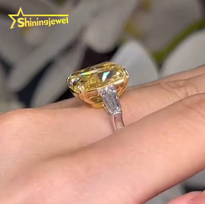 Custom 3ct Elongated CushionCut Fancy Intense Yellow Diamond 10K 14K 18K IGI Certificated Lab Grown Diamond Ring