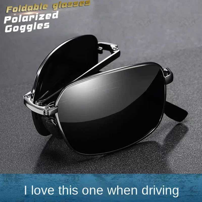 2023 New Highquality Fashion Foldable Polarized Sunglasses Men Women Vintage Portable Folding Metal Frame Sun Glasses UV400W251023