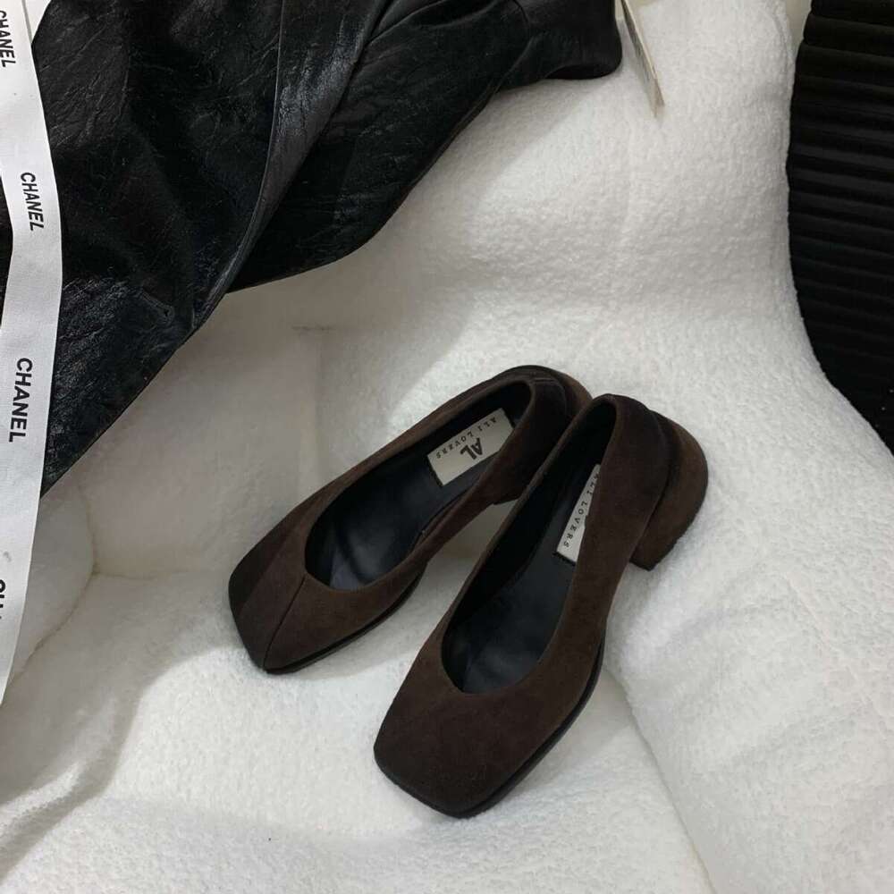 2025 New French Style Elegant Shoes Women's Square Toe Chunky Heel Shallow Mouth Mary Jane Commuter Shoes with Refined Design