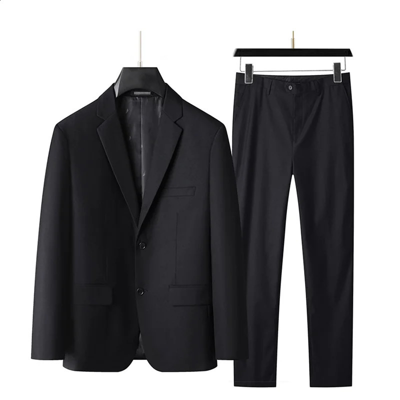 Mens Business Casual Suit And Trousers TwoPiece Set Large Size XL9XL Handsome Solid Color AllInOne Wedding Dress 251023