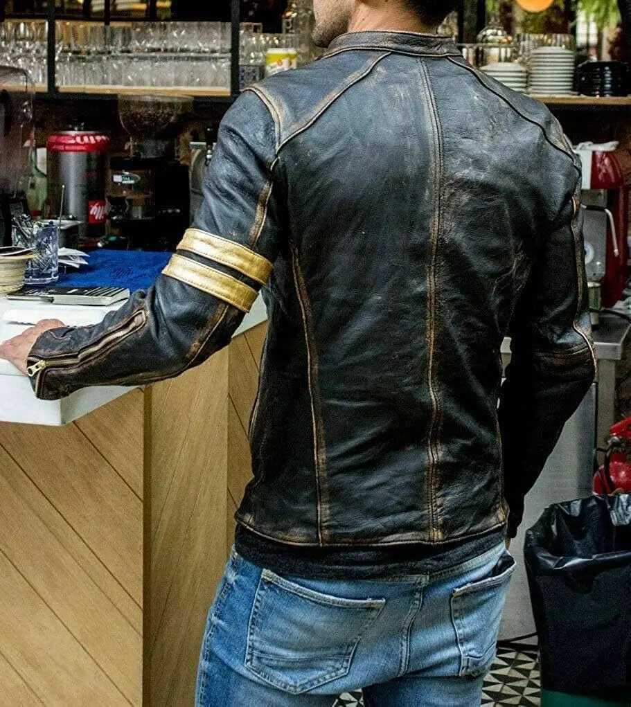 Retro Fashion Leather Jacket Streetwear Blazer Casual Jackets Men Outerwear Leather Moto Jacket Trend Brand Mens New Clothing W251023